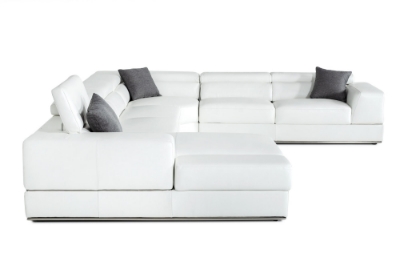 Picture of Divani Casa Pella - Modern White Italian Leather U Shaped Sectional Sofa