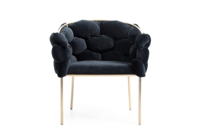 Picture of Modrest Debra - Modern Black Velvet + Brushed Brass Dining Chair