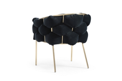 Picture of Modrest Debra - Modern Black Velvet + Brushed Brass Dining Chair