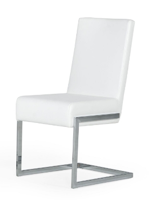 Picture of Modrest Batavia - Modern White & Stainless Steel Dining Chair (Set of 2)