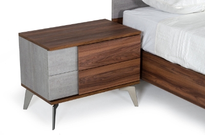 Picture of Nova Domus Palermo - Modern Italian Faux Concrete & Walnut Nightstand