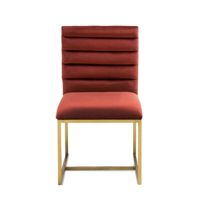 Picture of Modrest Barker - Modern Red & Brush Gold Dining Chair (set of 2)