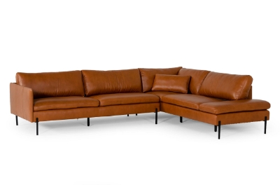 Picture of Divani Casa Sherry - Modern Cognac Leather Right Facing Sectional Sofa