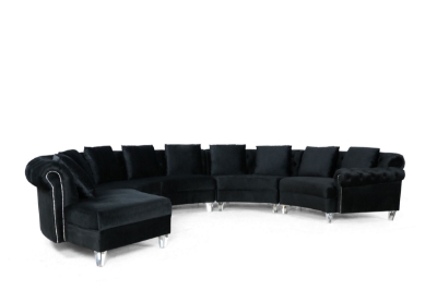 Picture of Divani Casa Darla - Modern Black Velvet Circular Sectional Sofa