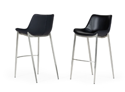 Picture of Modrest Hooper - Modern Black Eco-Leather Bar Stool (Set of 2)