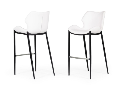 Picture of Modrest Ithaca - Modern White Leatherette Bar Stool (Set of 2)