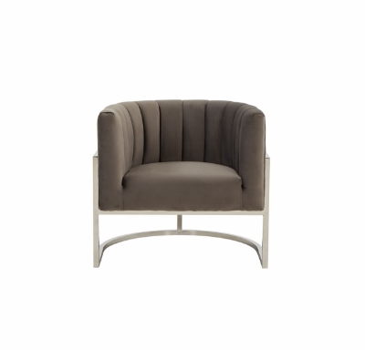 Picture of Modrest Landau - Modern Grey Velvet & Stainless Steel Accent Chair