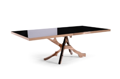 Picture of Modrest Legend - Modern Black Glass & Rosegold Dining Table