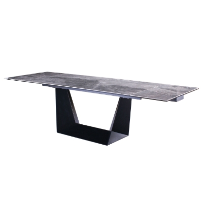 Picture of Modrest Baldwin - Modern Grey Ceramic & Black Metal Extendable Dining Table