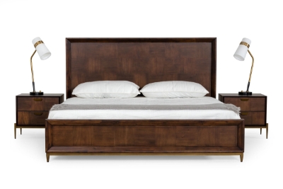 Picture of Modrest Shane - Eastern King Modern Acacia & Brass Bed