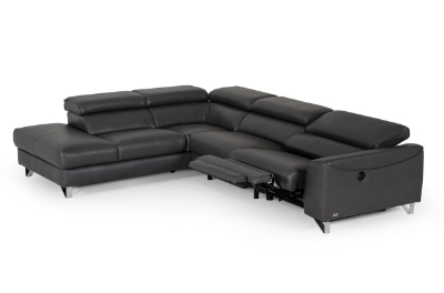 Picture of Divani Casa Versa - Modern Grey Teco Leather LAF Chaise Sectional with Recliner