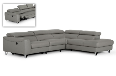 Picture of Divani Casa Versa - Modern Grey Teco-Leather Right Facing Sectional Sofa with Recliner