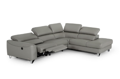 Picture of Divani Casa Versa - Modern Grey Teco-Leather Right Facing Sectional Sofa with Recliner