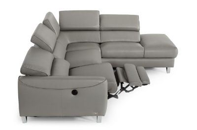 Picture of Divani Casa Versa - Modern Grey Teco-Leather Right Facing Sectional Sofa with Recliner