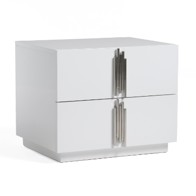 Picture of Modrest Token - Modern White & Stainless Steel Nightstand