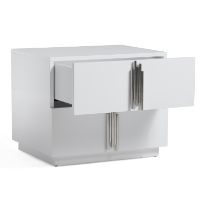 Picture of Modrest Token - Modern White & Stainless Steel Nightstand