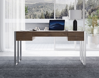 Picture of Modrest Orcutt - Modern Walnut & Stainless Steel Desk