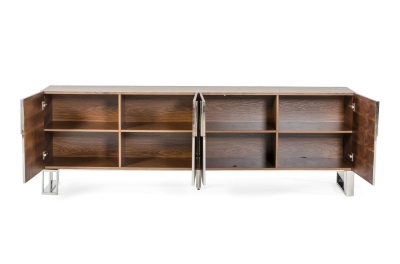 Picture of Modrest Gilroy - Modern Walnut & Stainless Steel Buffet