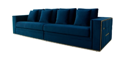 Picture of Divani Casa Mobray - Glam Blue & Gold Fabric Sofa