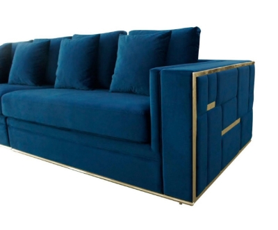 Picture of Divani Casa Mobray - Glam Blue & Gold Fabric Sofa