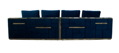 Picture of Divani Casa Mobray - Glam Blue & Gold Fabric Sofa