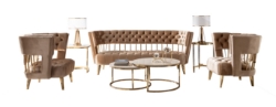 Picture of Divani Casa Courtney - Beige & Gold Fabric Lounge Chair