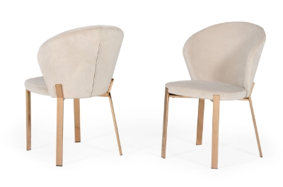 Picture of Modrest Nadia - Modern Beige Velvet & Rosegold Dining Chair (Set of 2)