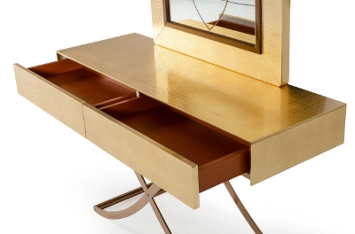 Picture of A&X Aversa - Gold Crocodile Console Table & Mirror