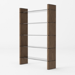 Picture of Modrest Glencoe - Modern Walnut & Black Glass Bookshelf