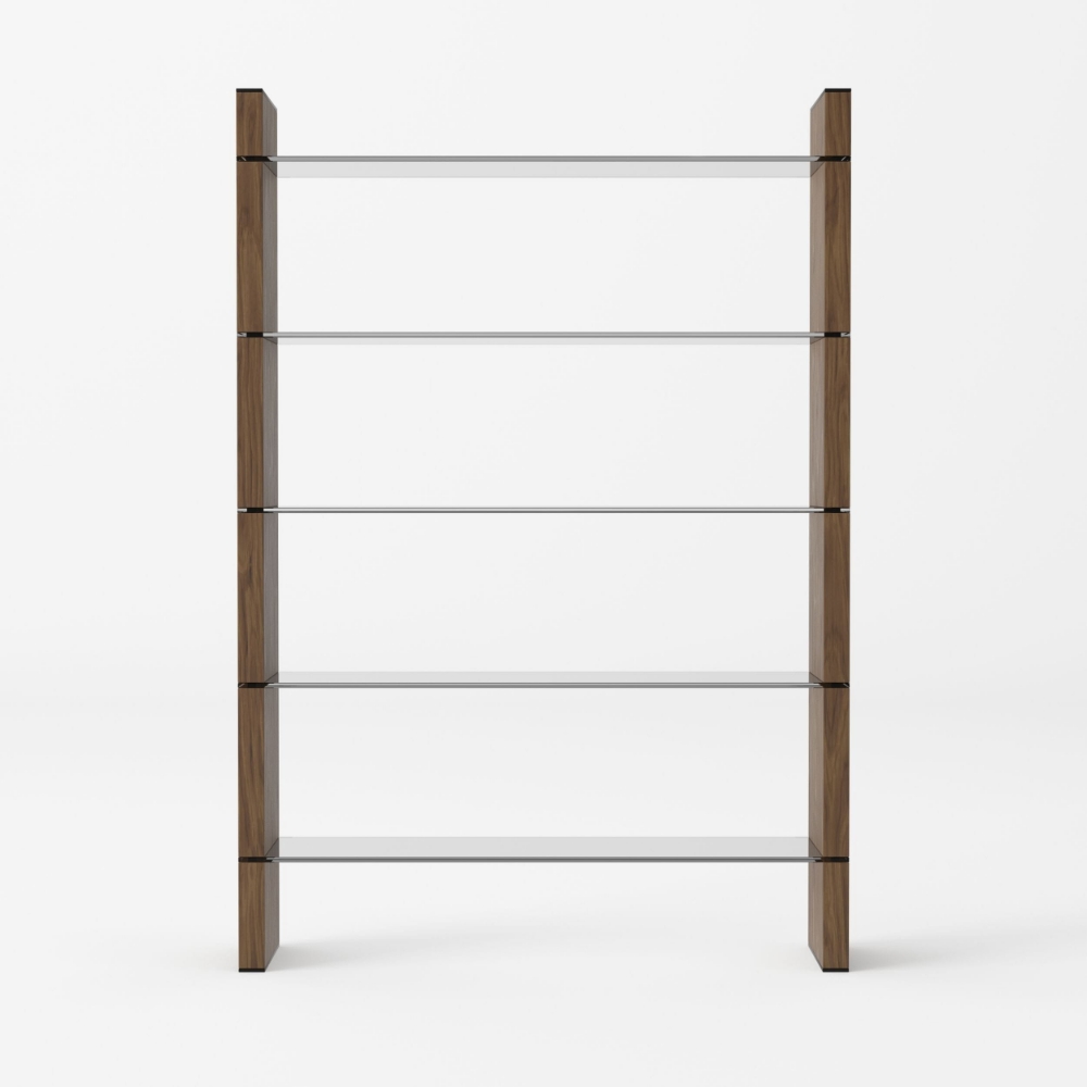 Picture of Modrest Glencoe - Modern Walnut & Black Glass Bookshelf