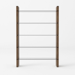 Picture of Modrest Glencoe - Modern Walnut & Black Glass Bookshelf