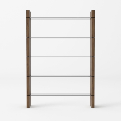 Picture of Modrest Glencoe - Modern Walnut & Black Glass Bookshelf