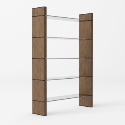 Picture of Modrest Glencoe - Modern Walnut & Black Glass Bookshelf