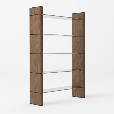 Picture of Modrest Glencoe - Modern Walnut & Black Glass Bookshelf