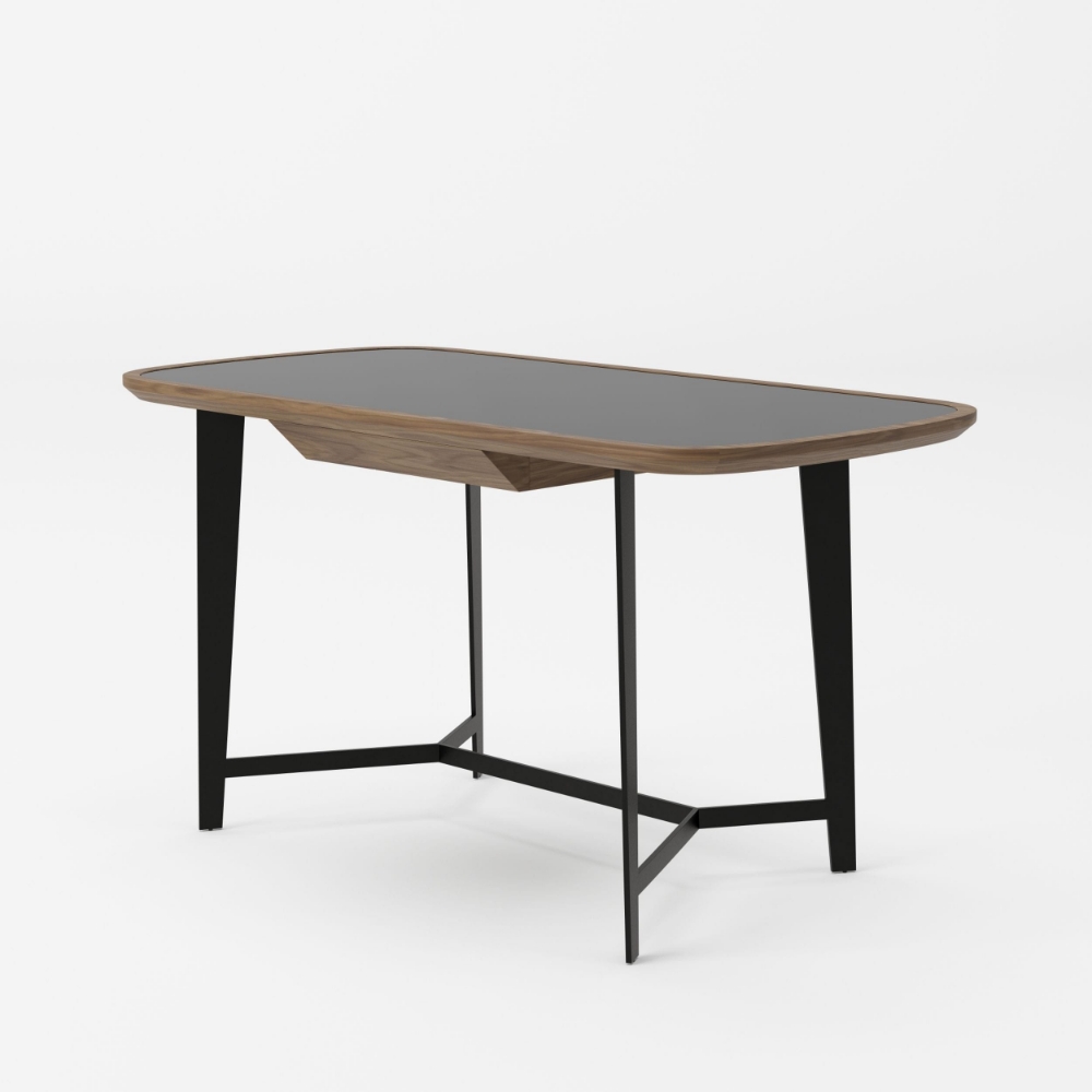 Picture of Modrest Girard - Modern Walnut & Black Glass Desk