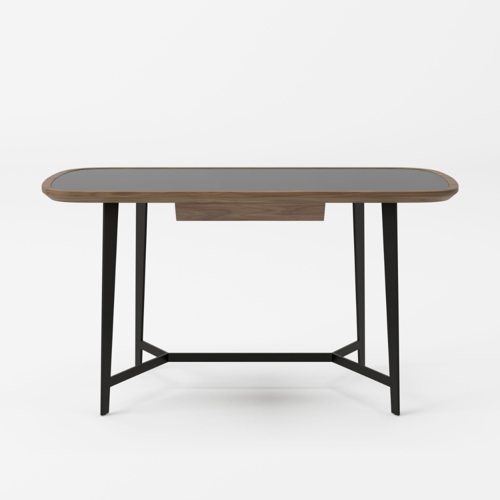 Picture of Modrest Girard - Modern Walnut & Black Glass Desk