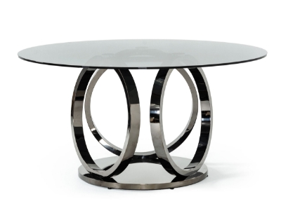 Picture of Modrest Enid - Modern Smoked Glass & Black Stainless Steel Round Dining Table