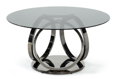 Picture of Modrest Enid - Modern Smoked Glass & Black Stainless Steel Round Dining Table