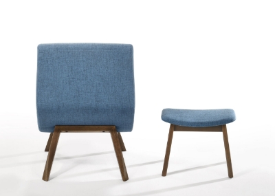 Picture of Modrest Whitney - Modern Blue & Walnut Accent Chair & Ottoman