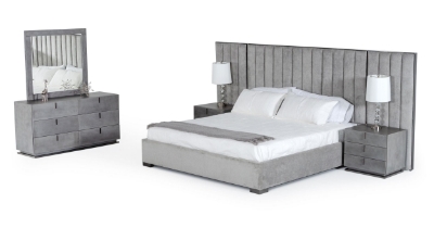 Picture of Modrest Buckley - Grey & Black Stainless Steel Bedroom Set