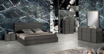 Picture of Queen Nova Domus Lucia - Italian Modern Matte Grey / Elm Grey Bedroom Set