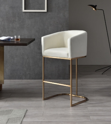 Picture of Modrest Yukon - Modern White Fabric & Brushed Bronze Bar Chair