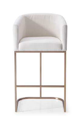 Picture of Modrest Yukon - Modern White Fabric & Brushed Bronze Bar Chair