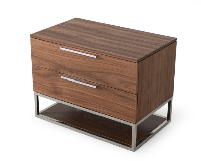 Picture of Modrest Heloise - Contemporary Walnut & Stainless Steel Nightstand