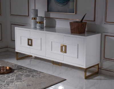 Picture of Modrest Leah - Contemporary White High Gloss & Champagne Gold Buffet