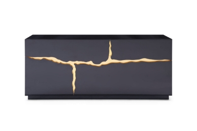 Picture of Modrest Aspen - Modern High Gloss Black & Gold Buffet