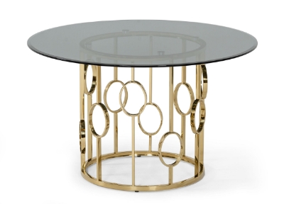 Picture of Modrest Filbert - Modern Smoked Glass & Champagne Gold Dining Table