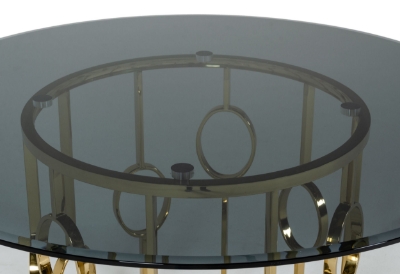 Picture of Modrest Filbert - Modern Smoked Glass & Champagne Gold Dining Table