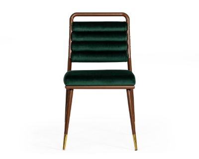 Picture of Modrest Biscay - Modern Dark Green & Walnut Steel Dining Chair