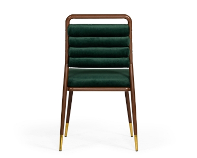 Picture of Modrest Biscay - Modern Dark Green & Walnut Steel Dining Chair